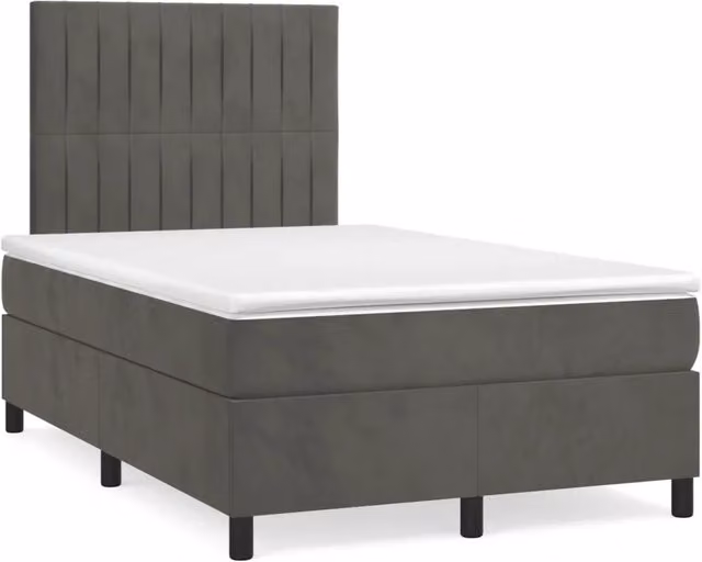 Giroletto a Molle con Materasso Grigio Scuro 120x190 cm Velluto 3270008