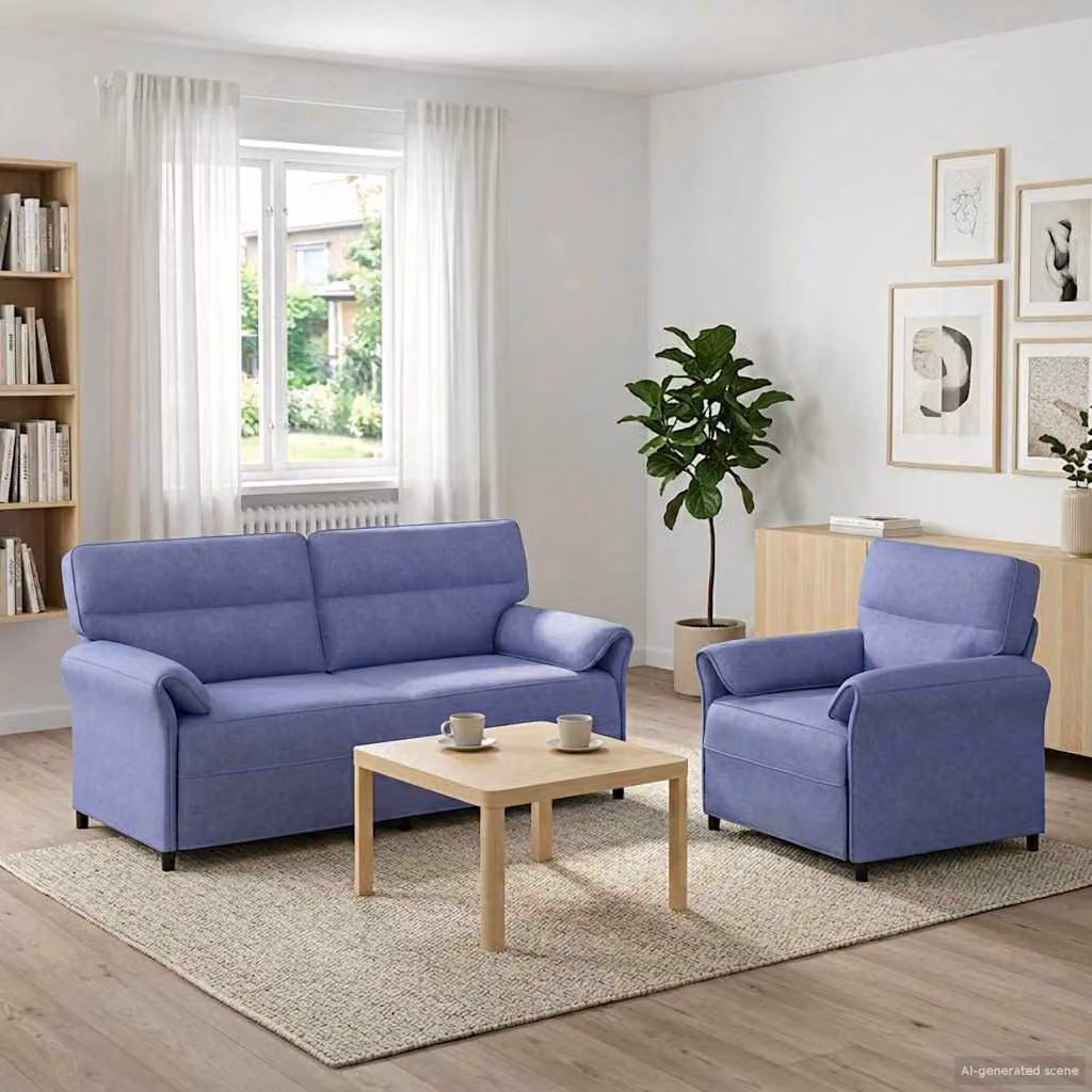 Set di 2 divani moderni vidaXL in tessuto blu con struttura in metallo per il tuo soggiorno