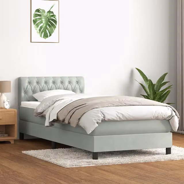 Giroletto a Molle con Materasso-Struttura Letto Grigio Chiaro 80x220 cm Velluto 248378