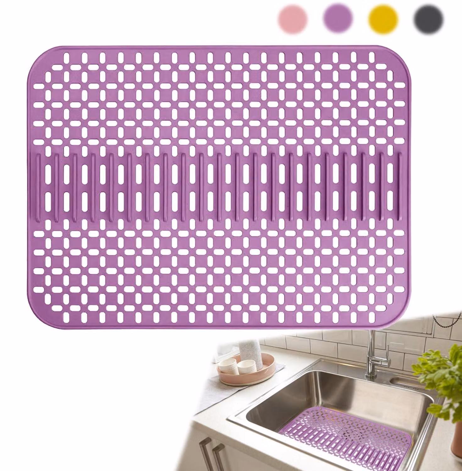 Tappetino in silicone per scarichi, dimensioni 43 x 32 cm, ideale per la cucina