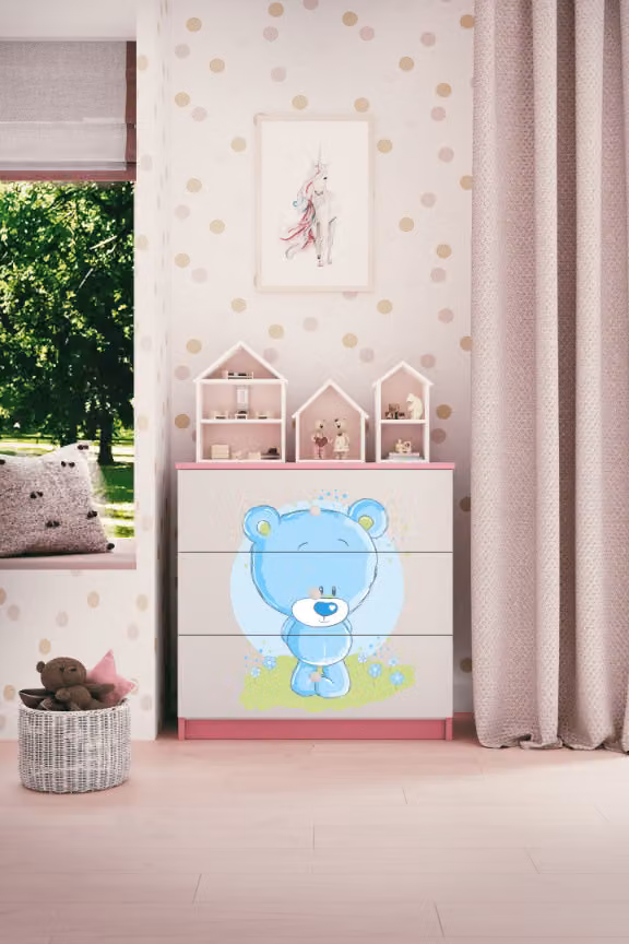 Cassettiera per bambini Bluebear nel colore rosa Babydreams