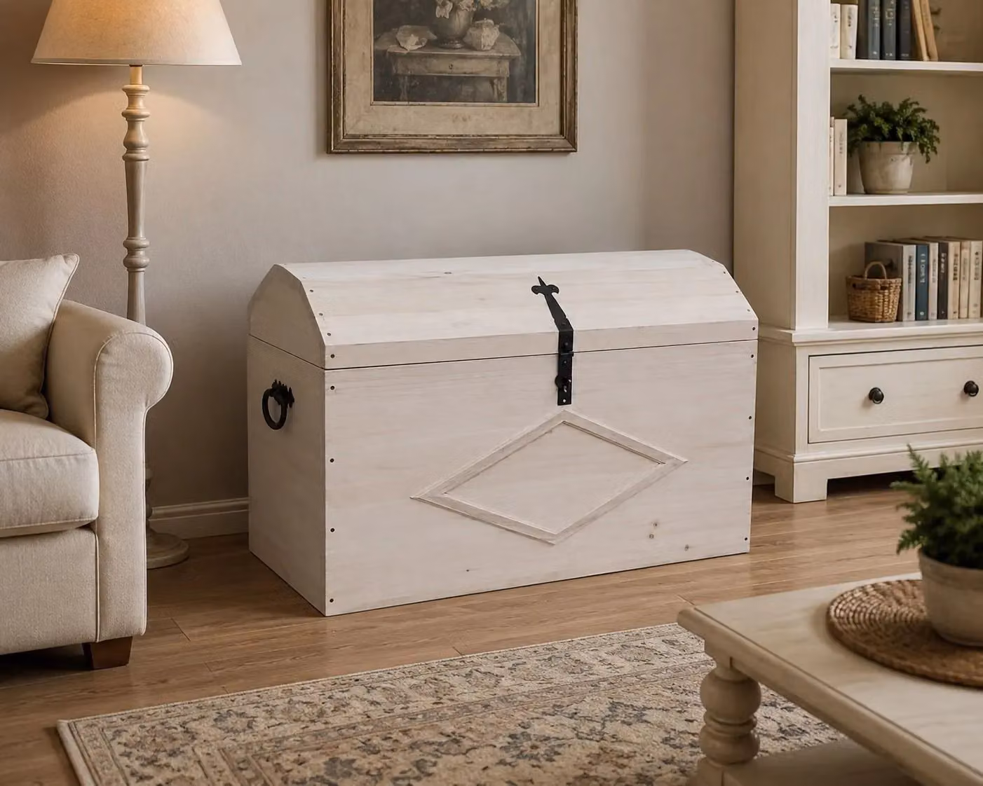 Cassapanca baule in legno grezzo Mobili 2G L: 94 cm, P: 47 cm, H: 60 cm – 2