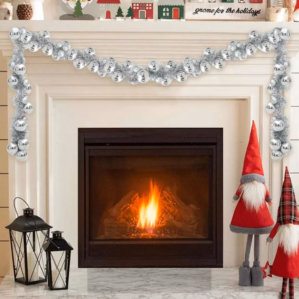 Ghirlanda di Natale con Palline LED Argento vidaXL, Lunghezza: 186 cm