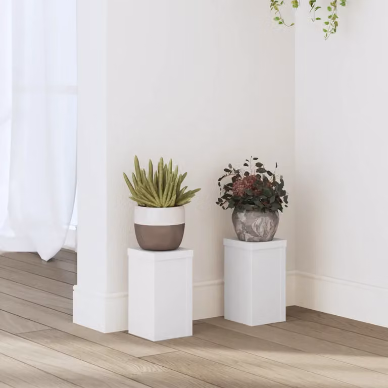 Set di 2 supporti per piante da tavolo vidaXL in legno, colore bianco, L/P/H: 10 x 10 x 18 cm