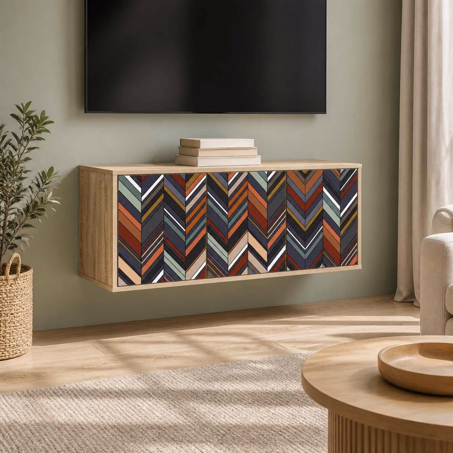 Mobile TV da parete vidaXL OMMEN in Rovere Sonoma, L 102 x P 33 x H 40 cm