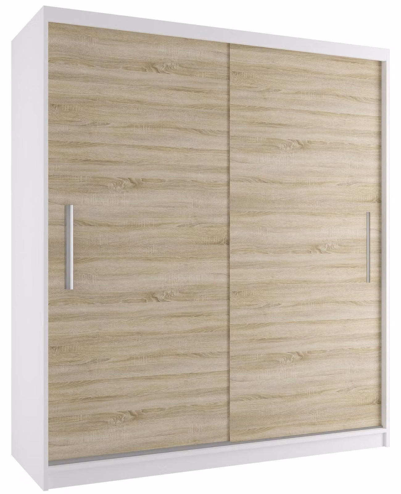 BELINI Verona, armadio scorrevole da 158 cm, bianco/effetto legno sonoma opaco - armadio per l'ingresso con 4 cassetti, ideale per la camera da letto