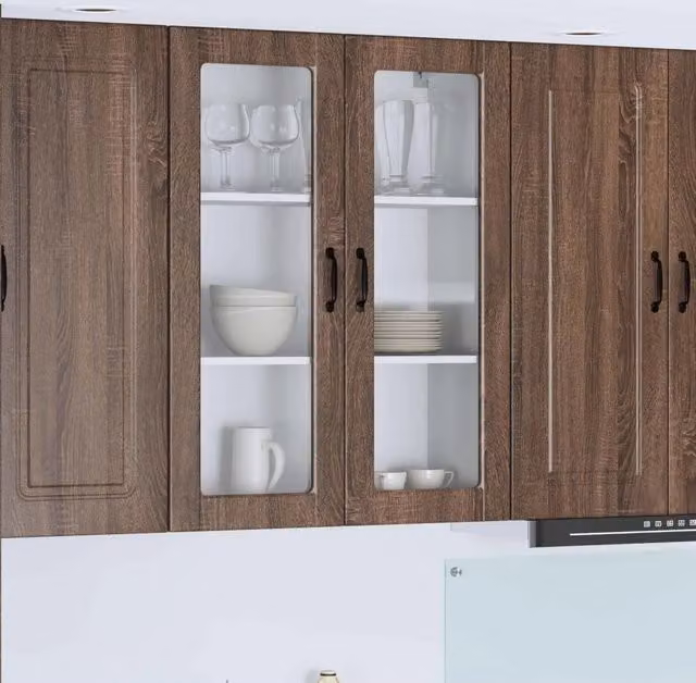 Pensile da cucina vidaXL in legno rovere marrone con ante a battente e ripiani interni L: 80 cm, P: 31 cm, H: 100 cm