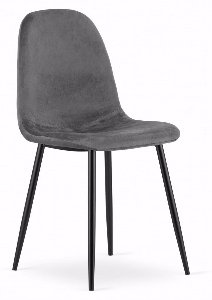 Sedia Como in velluto grigio scuro con gambe nere
