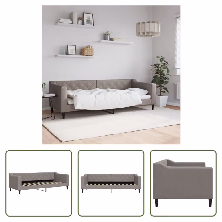 The Living Store Daybed Taupe 80x200 cm in tessuto
