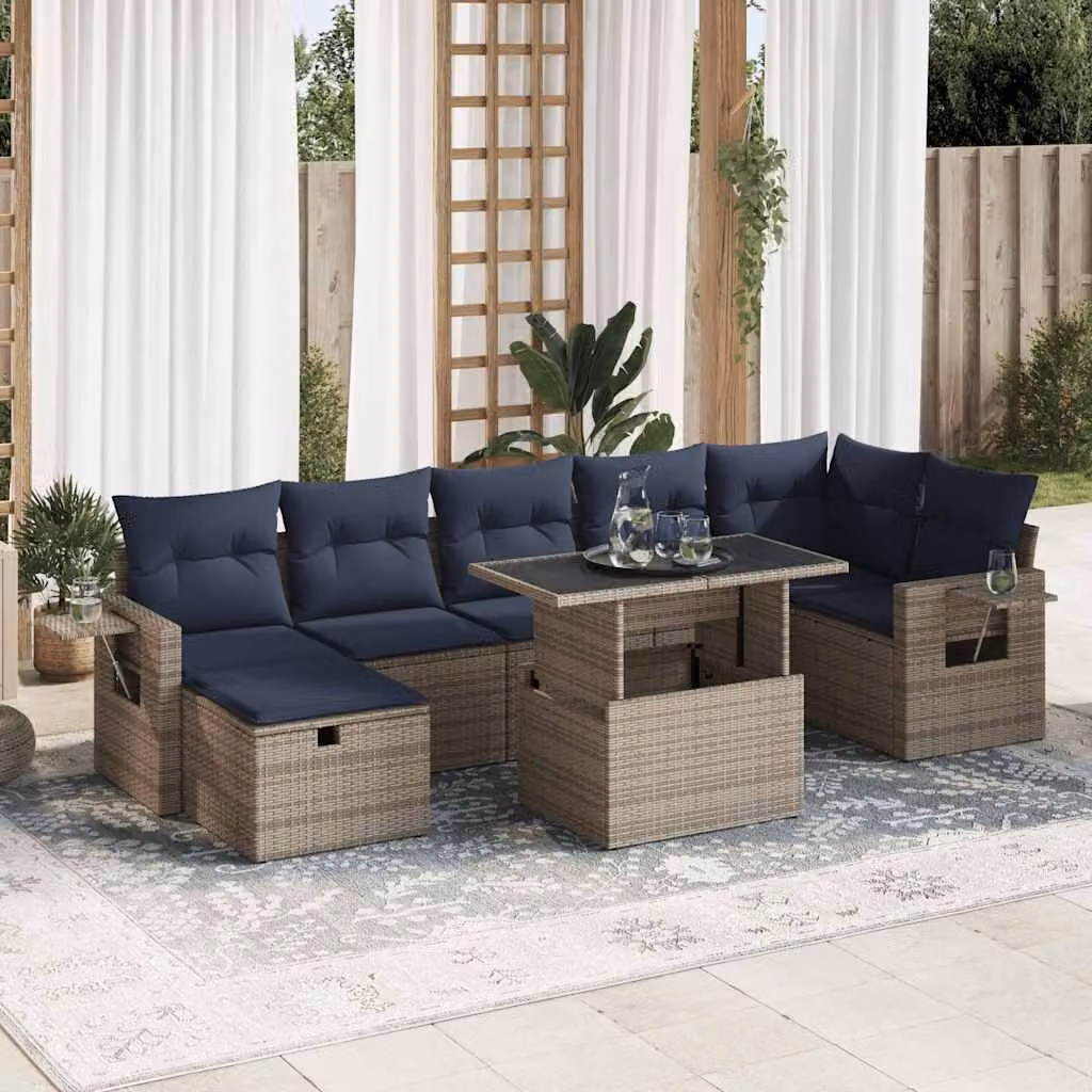 Maison Exclusive - Set Divani Giardino 8 pz con Cuscini Grigio Polyrattan