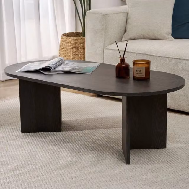 DMORA Tavolino da Salotto Moderno Rettangolare Nero L: 119 cm, P: 60 cm, H: 40 cm