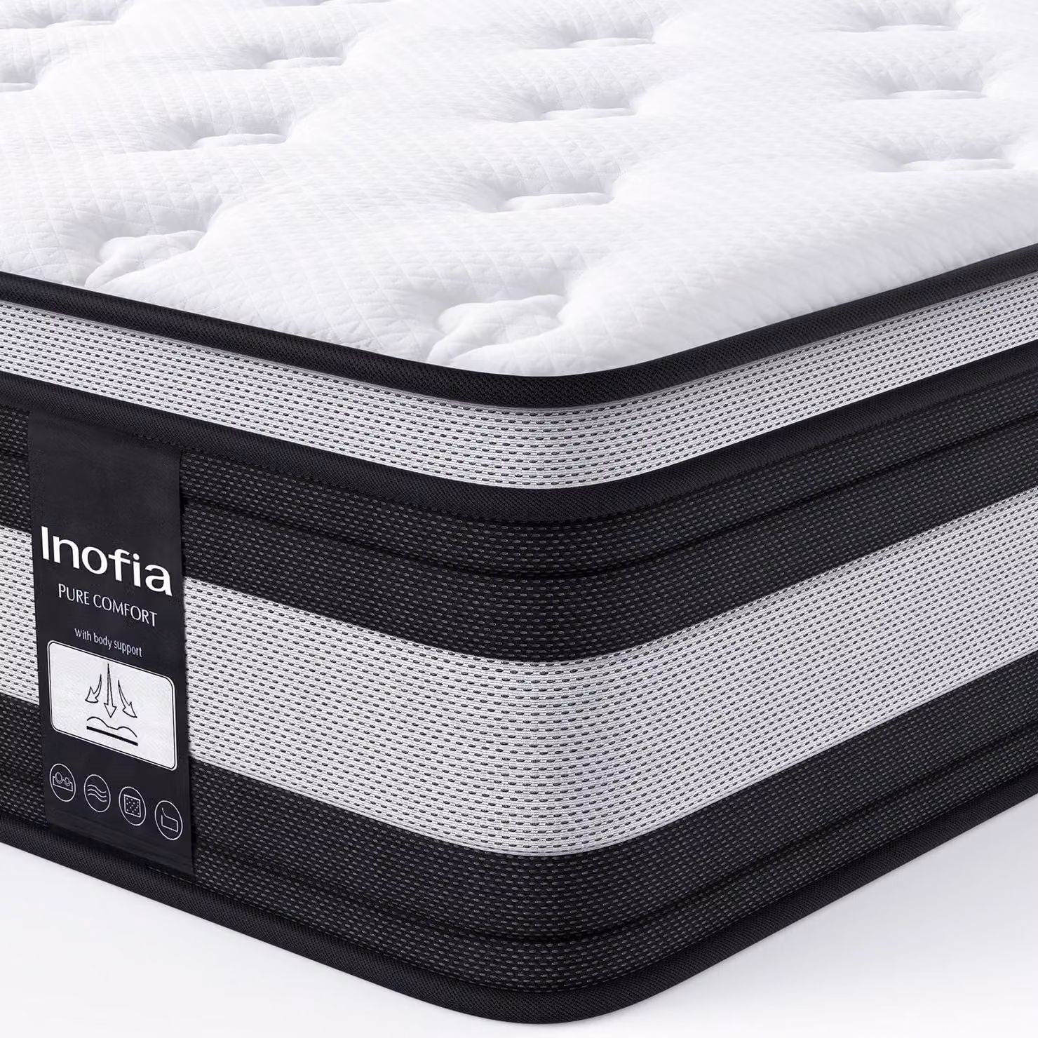 Materasso a molle insacchettate a 7 zone, dimensioni 160x200 cm, altezza 28 cm, supporto H3/H4