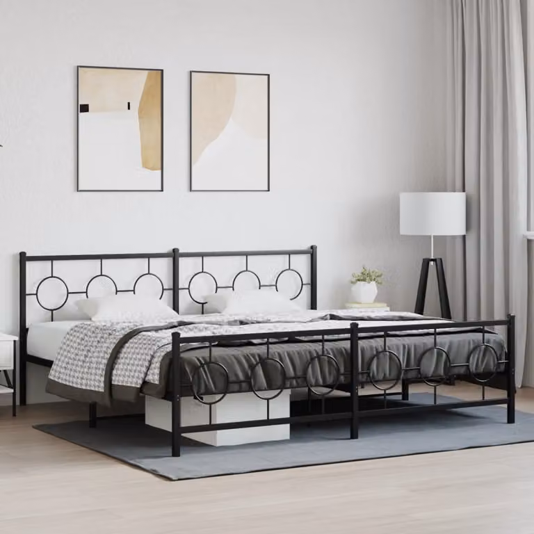 vidaXL Giroletto con Testiera e Pediera in Metallo Nero L/P/H: 198 x 207 x 91 cm