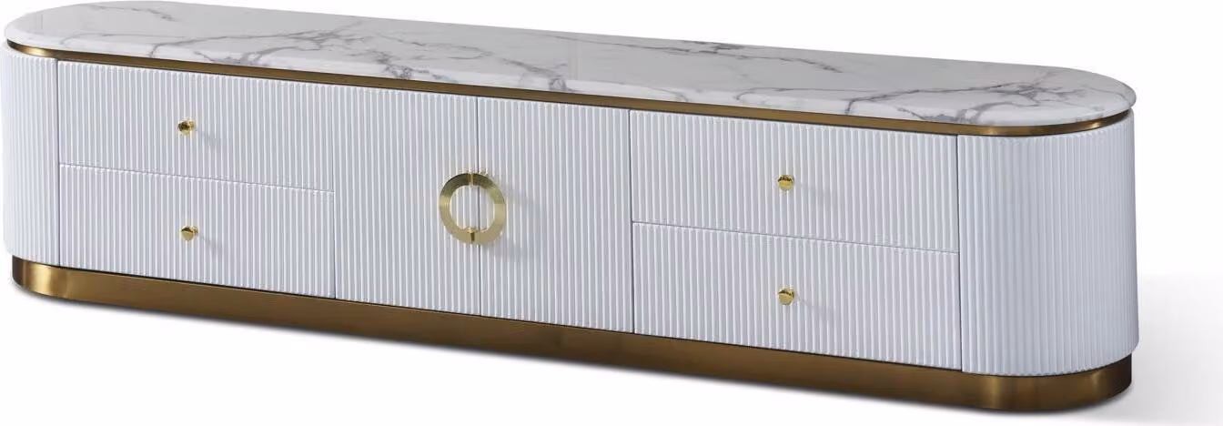 Designer Kommode Anrichte Side Low Board Schrank Wohn Zimmer Regal Metall Luxus