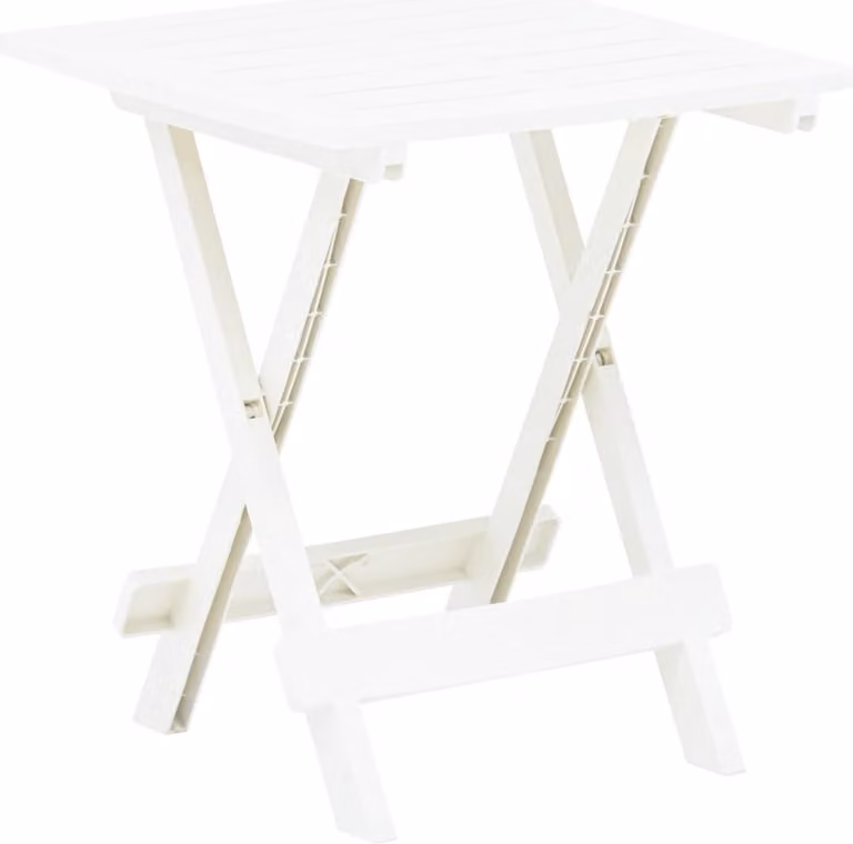 The Living Store Tavolo da giardino pieghevole bianco 45x43x50 cm in plastica