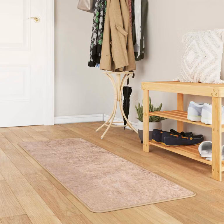 Tappeto Runner vidaXL MARSA colore Sabbia, design moderno astratto, lavabile e antiscivolo, L 100 x P 50 cm, in poliestere