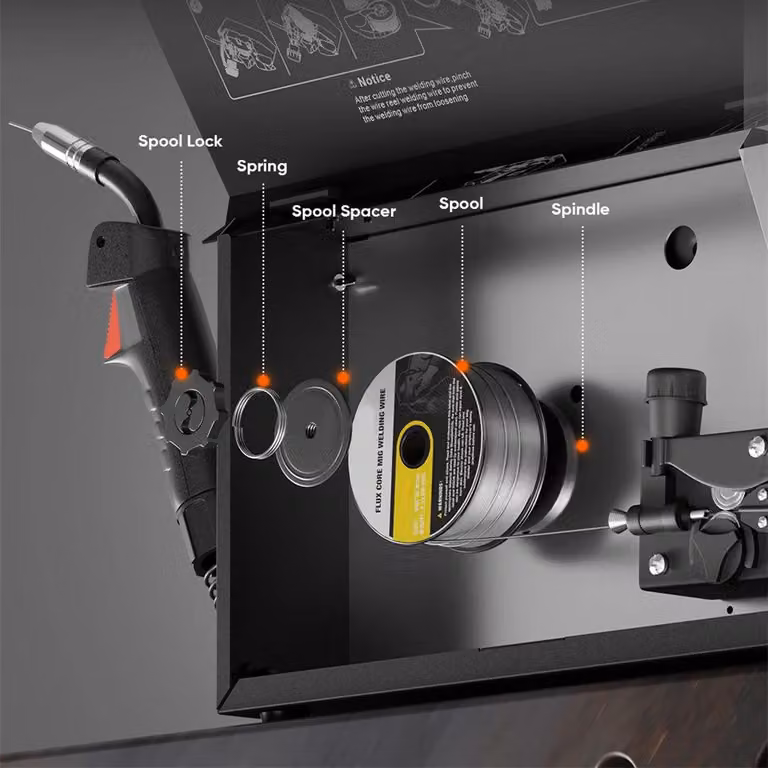 Saldatrice a gas MIG - Apparecchio di saldatura multifunzione 4-in-1 - MIG, TIG e elettrodo rivestito - 47 cm - Nero