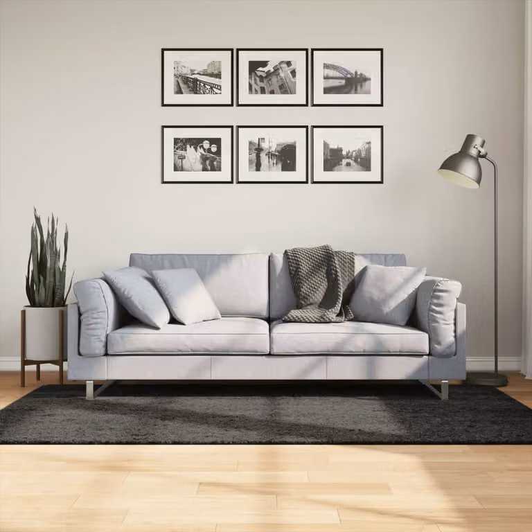 vidaXL Tappeto a Pelo Lucido ISTAN Moderno Antracite L: 100 cm, P: 200 cm