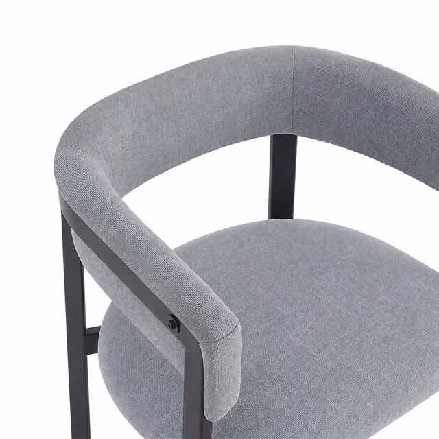 Set da 2 sedie da pranzo REDOM in tessuto chenille grigio con braccioli e struttura in metallo moderno – 1