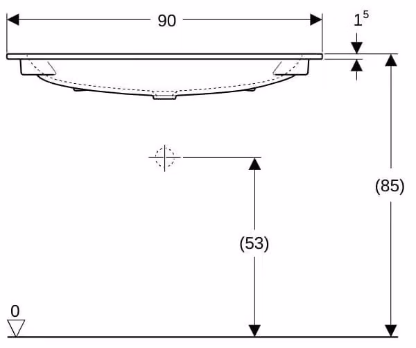 Geberit iCon lavabo pour meubles, sans trou pour robinetterie, sans trop-plein, 900x480mm, 501.845.00.4, 501.845.00.4