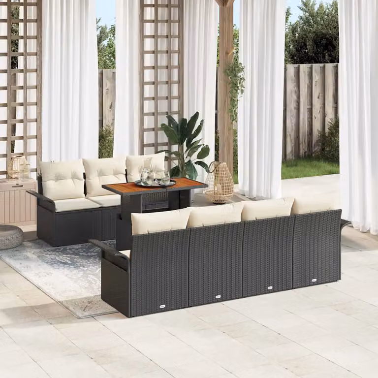 Set Divano da Giardino Moderno vidaXL 8 Pezzi in Rattan Plastico Nero