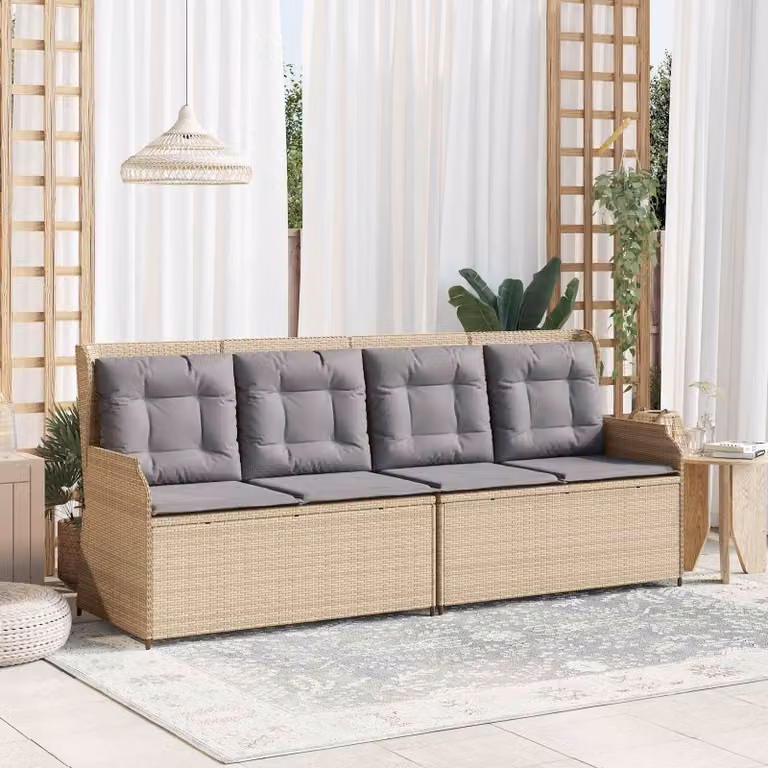 Maison Exclusive - Panchina da giardino per 2 persone, beige e grigio, in rattan sintetico
