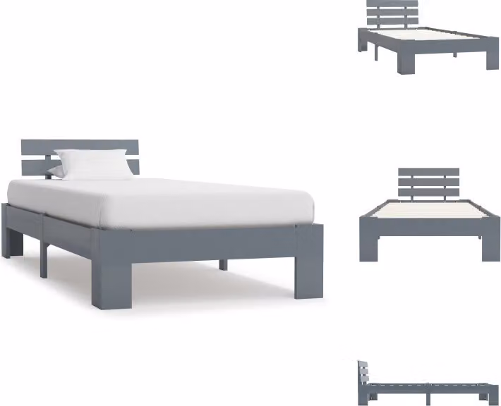 vidaXL Letto in legno massiccio pino grigio 100x200 cm - Letti e strutture letto