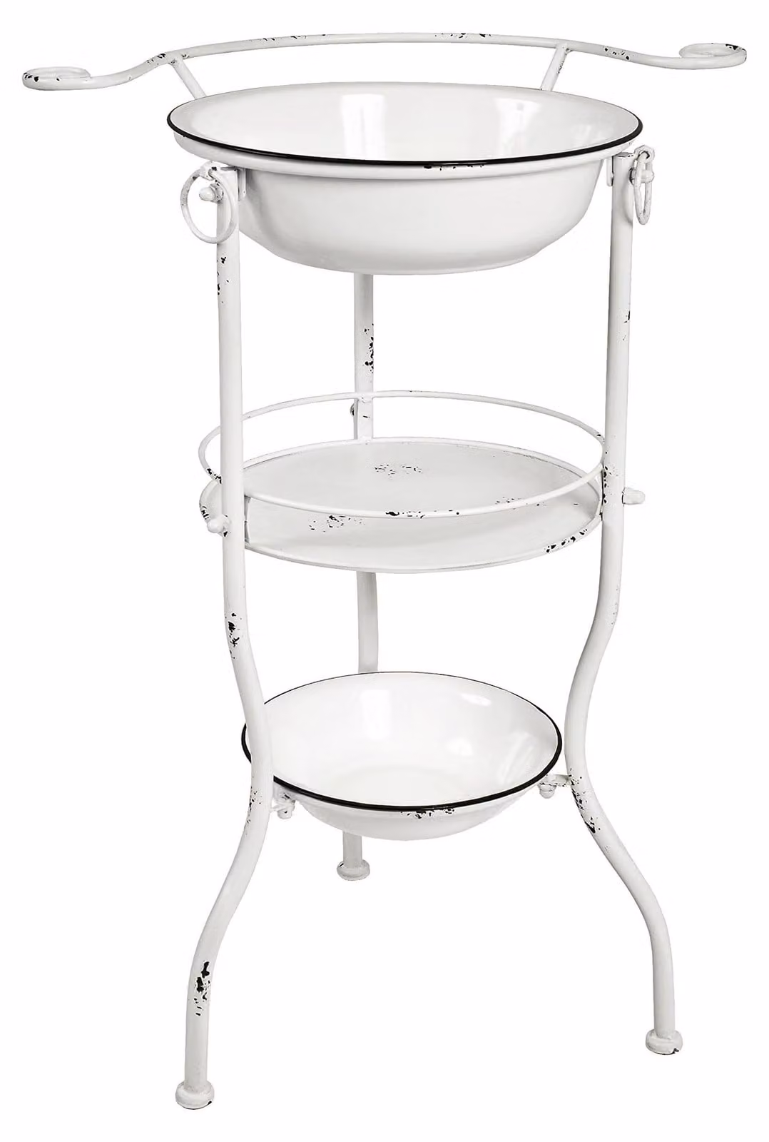 Mobile lavabo antico, bianco, in metallo, dimensioni: 56 cm di larghezza x 85 cm di altezza x 40 cm di profondità