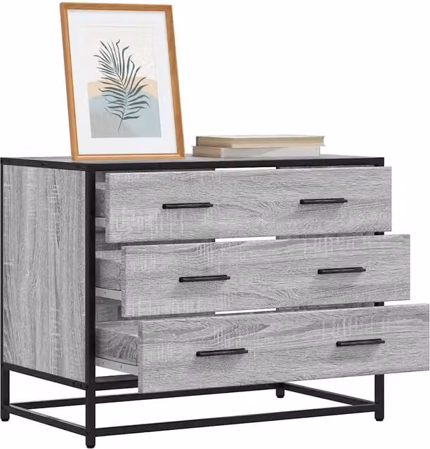 Cassettiera in stile industrial vidaXL in legno e metallo, Grigio, L 70 x P 41 x H 56 cm – 1