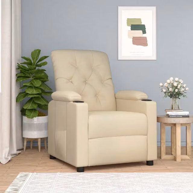 Divano Sedia-Poltrona Reclinabile in Tessuto Crema 255957