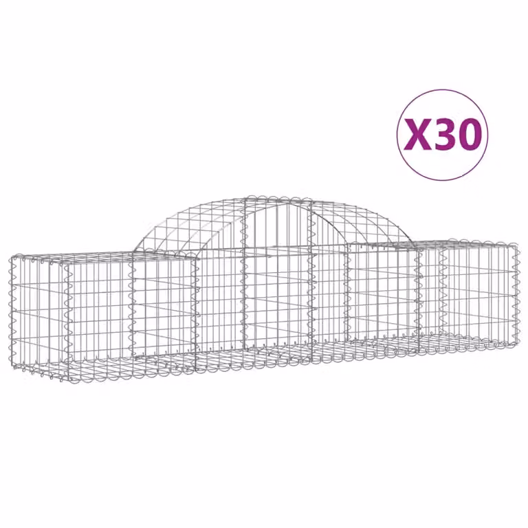 Cesti Gabbioni ad Arco 30 pz 200x50x40/60 cm Ferro Zincato