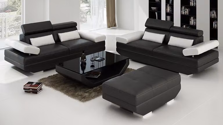 Luxus Möbel Sofagarnitur Couch Sofa Polster 3+3 Sitzer + Hocker Wohnzimmer Set