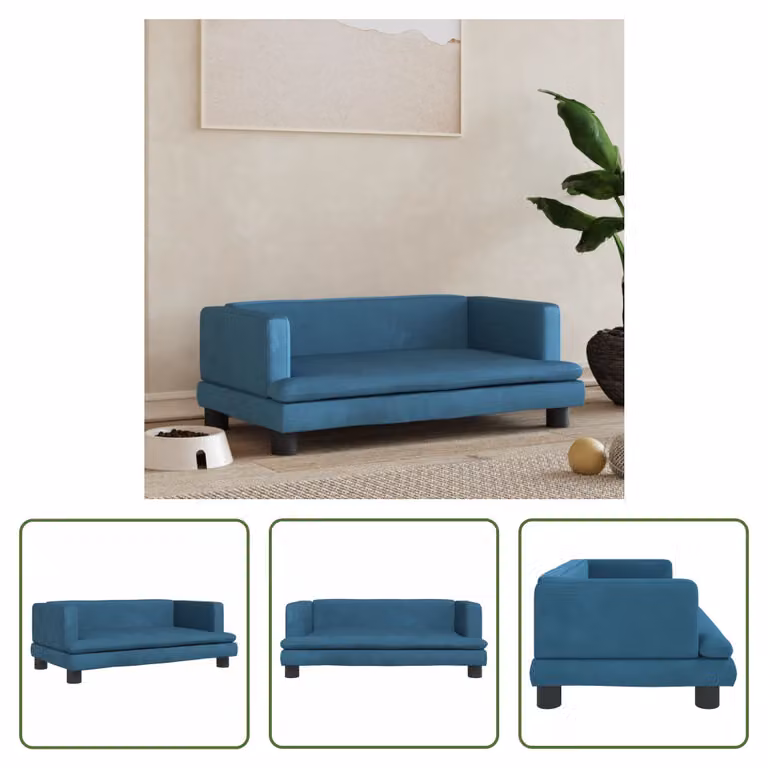 The Living Store Letto per cani blu 80x45x30 cm in velluto