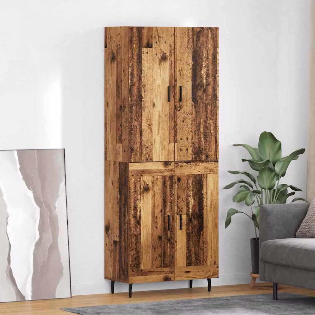 Set di 2 credenze vidaXL in legno effetto antico marrone con ante a battente e ripiani interni L/P/H: 69,5 x 34 x 180 cm