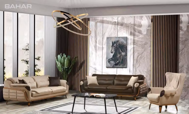 Sofagarnitur 3+3 Sitzer Sofa Sessel Sofas Relax Luxus Set Wohnzimmer Klassisches