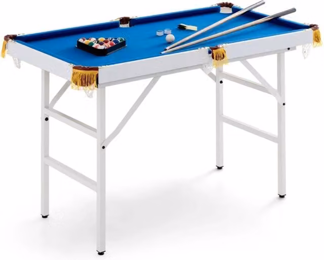 Tavolo da biliardo pieghevole 122 x 64 x 78 cm portatile con accessori per gioco conviviale in MDF blu 20_0013904
