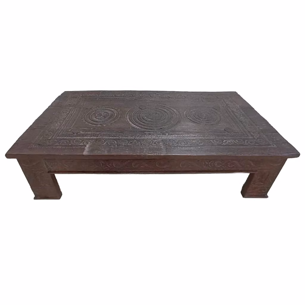 Comodino Wanderlust Deco in legno marrone con design geometrico ed etnico L: 149 cm, H: 82 cm, P: 37 cm – 2