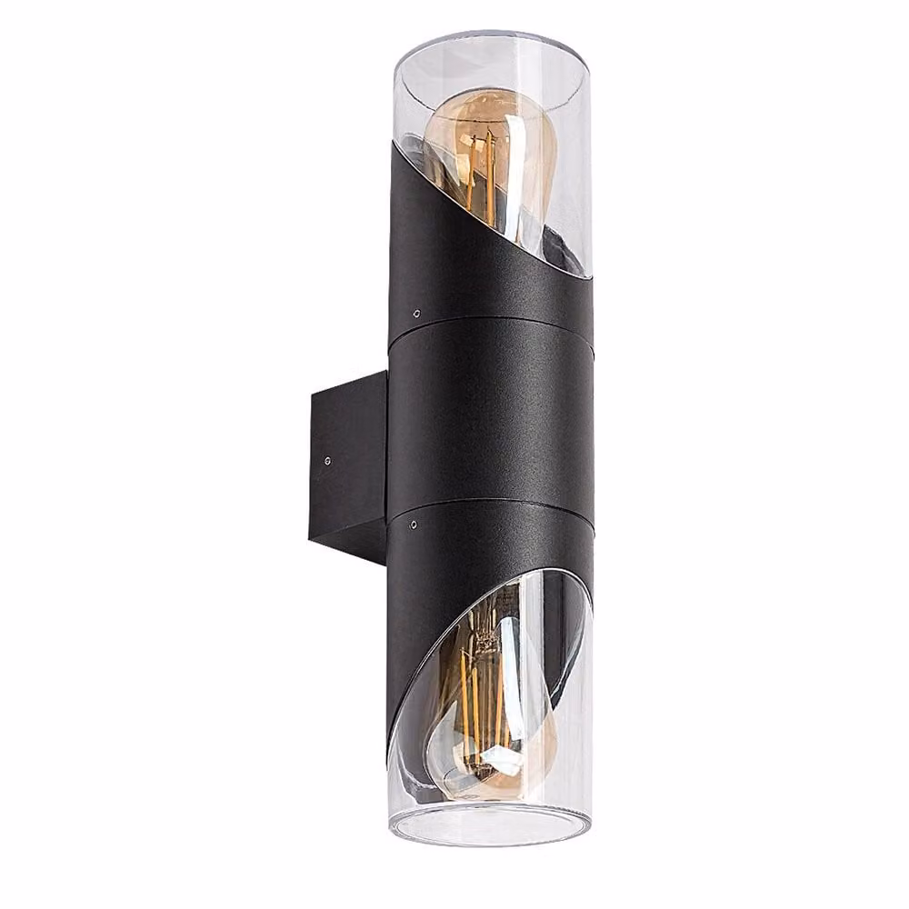 Rabalux 7237 Applique da esterno Novigrad, E27, alluminio, nero, rotondo, moderno, IP54, ø85mm