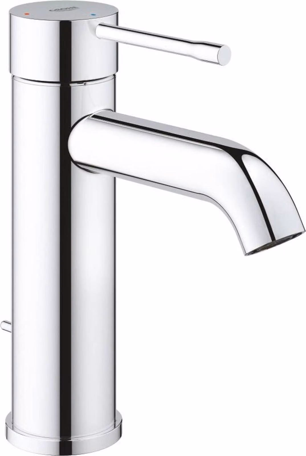 Grohe Essence Mitigeur monocommandé pour lavabo, fonction d'économie d'énergie, S-Size, saillie 116mm, avec vidage à tirette, chrome, 24180001, 24180001