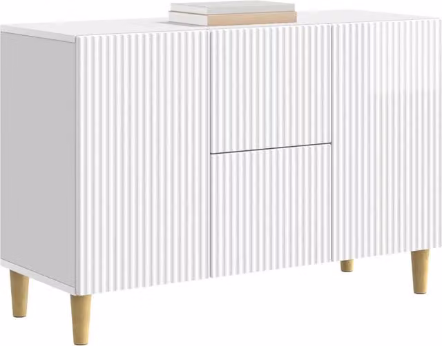 Credenza moderna in legno ingegnerizzato bianco lucido L: 89 cm, P: 34,5 cm, H: 60 cm