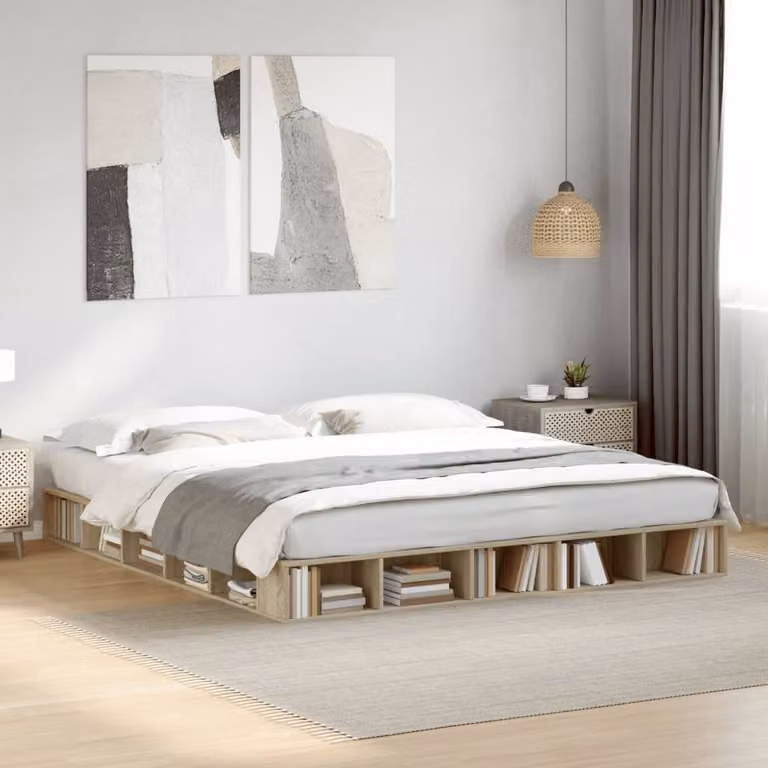 vidaXL Giroletto in Legno Multistrato Rovere Sonoma con Doghe Fisse L/P: 200 x 200 cm