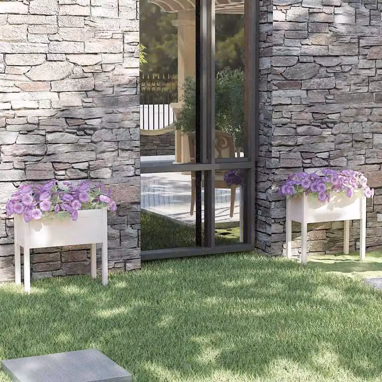 Set di 2 fioriere da giardino vidaXL in legno di pino bianche, L/P/H: 31 x 70 x 70 cm