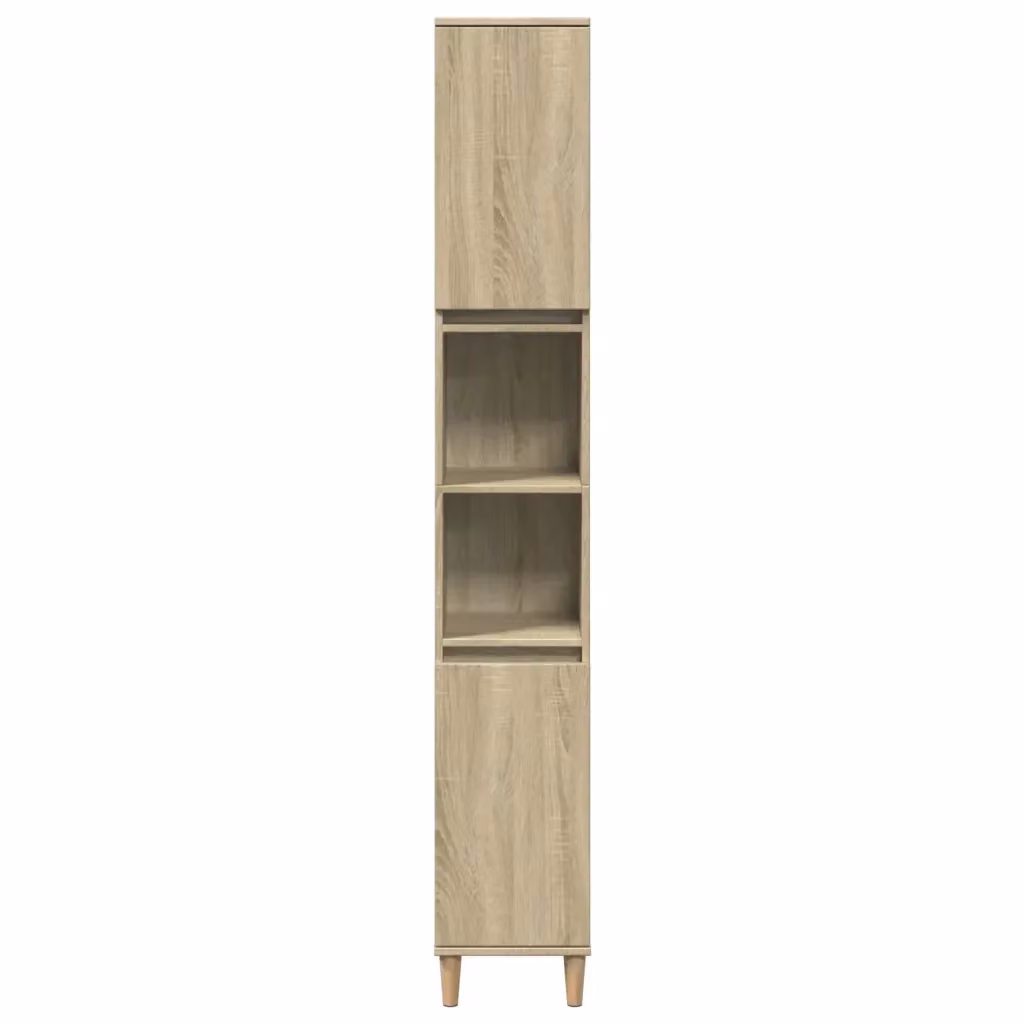 Mobile da bagno moderno HELLOSHOP26 in legno composito rovere, con ante a battente e vani a giorno, L/P/H: 30 x 30 x 190 cm – 2