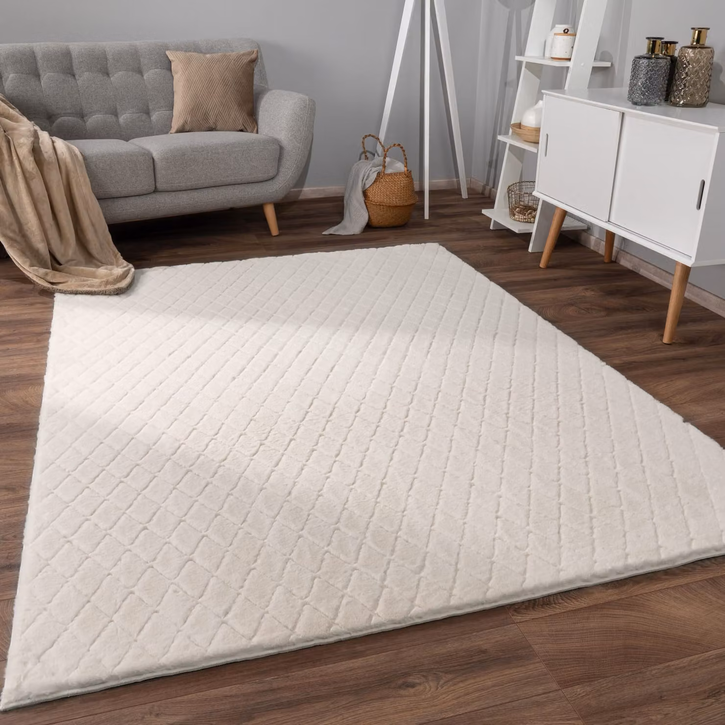 Tappeto in ecopelliccia Arnia crema L: 120 cm, P: 160 cm – 2