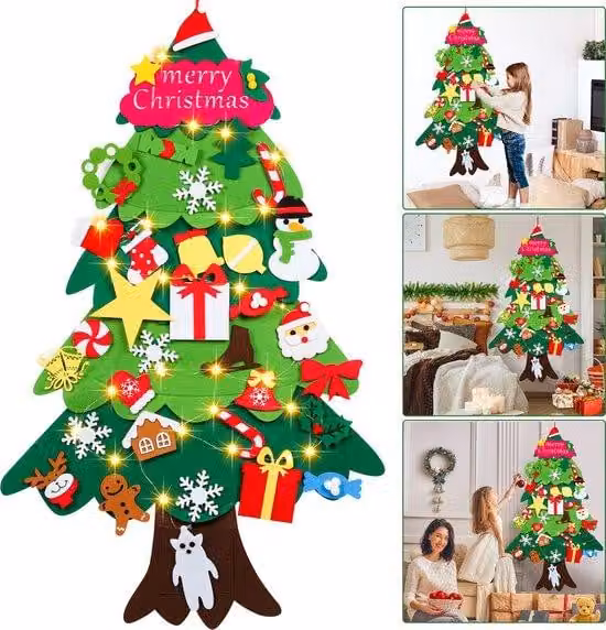 Mini albero di Natale per bambini con 33 accessori - 105 cm - Mini albero di Natale - Decorazioni natalizie - Con effetti luminosi