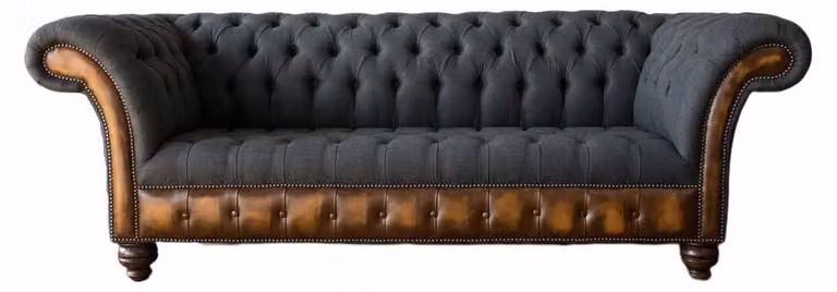 Design Schwarz Sofa 3 Sitzer Chesterfield Stoff Couch Sofa Polster
