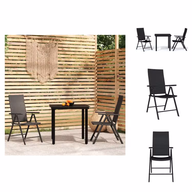 vidaXL Set da pranzo da giardino 3 pezzi nero - Set di mobili da giardino