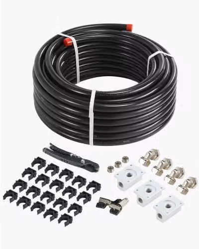 VEVOR Kit di Tubi per Compressore d'Aria in HDPE-Alluminio Nero, Lunghezza: 30,48 m, Diametro: 19,05 mm
