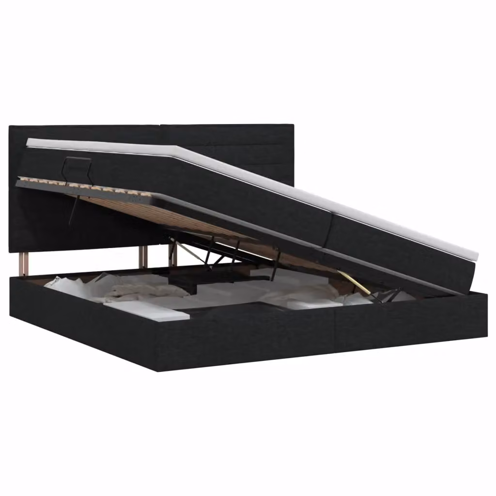 Letto con contenitore moderno vidaXL in tessuto nero L 200 cm x P 200 cm x H 140 cm – 2