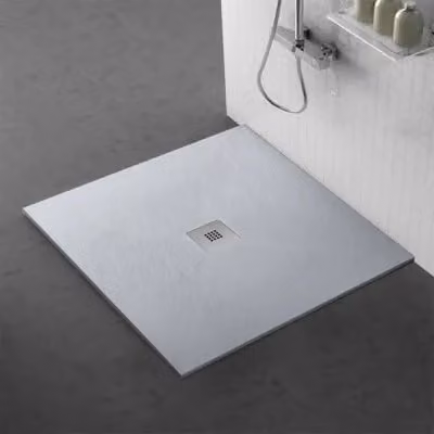 Piatto doccia quadrato INBAGNO Karen in resina effetto pietra grigio L: 80 cm, P: 80 cm, H: 3 cm